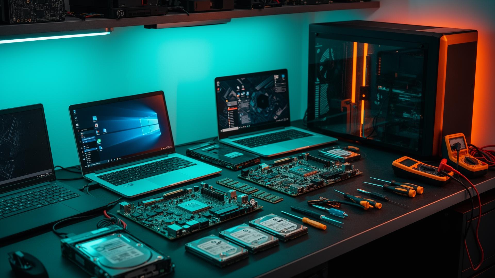 Professional computer repair services including laptops desktops and networking equipment